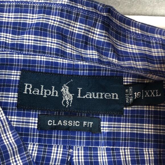 Ralph Lauren Classic Fit Mens Long Sleeve Size‎ XXL Blue Check 100% Cotton EUC - Picture 4 of 6
